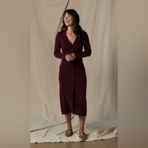 Elegant Burgundy Button-Down Dress